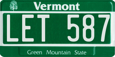 VT license plate LET587