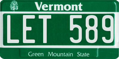 VT license plate LET589