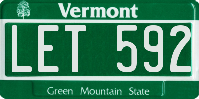 VT license plate LET592