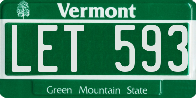 VT license plate LET593
