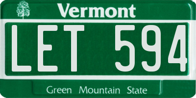 VT license plate LET594