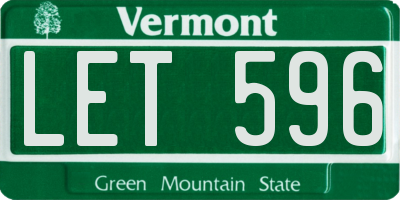 VT license plate LET596