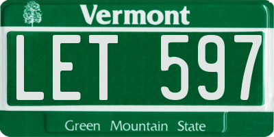 VT license plate LET597