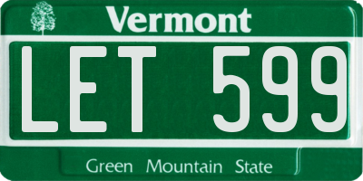 VT license plate LET599