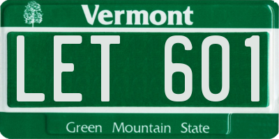 VT license plate LET601