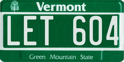 VT license plate LET604