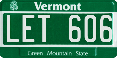 VT license plate LET606