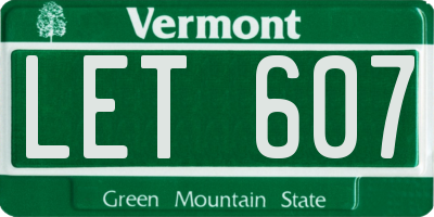 VT license plate LET607