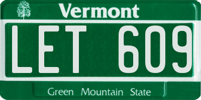 VT license plate LET609