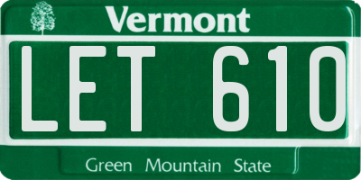 VT license plate LET610