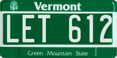 VT license plate LET612
