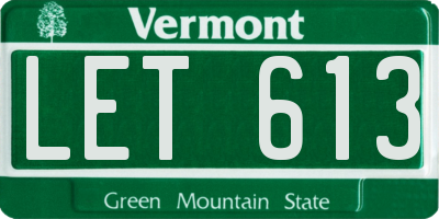 VT license plate LET613