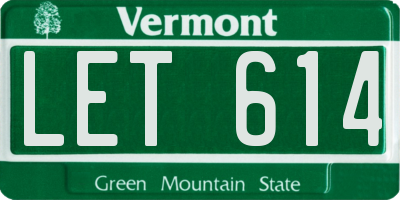 VT license plate LET614