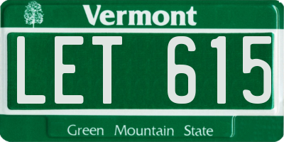 VT license plate LET615