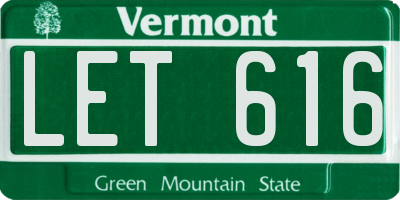 VT license plate LET616