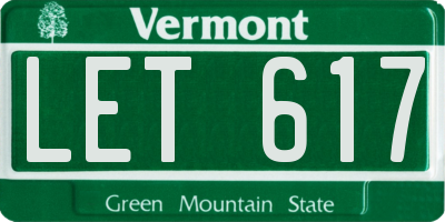 VT license plate LET617