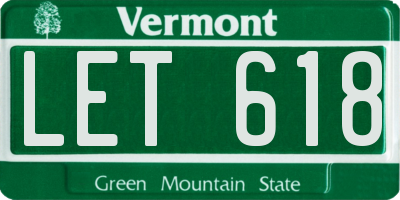VT license plate LET618
