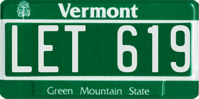 VT license plate LET619