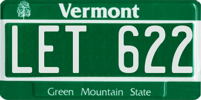 VT license plate LET622