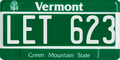 VT license plate LET623