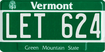 VT license plate LET624