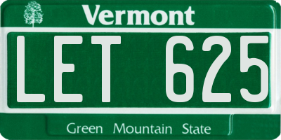 VT license plate LET625