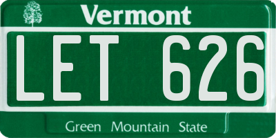 VT license plate LET626