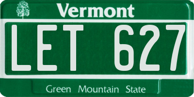VT license plate LET627