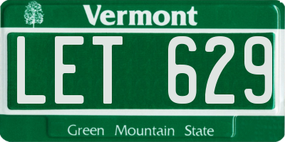 VT license plate LET629