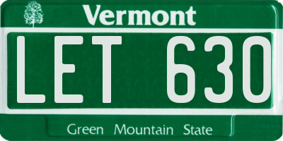VT license plate LET630