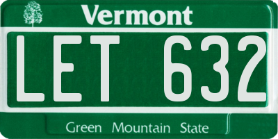 VT license plate LET632