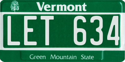 VT license plate LET634