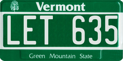VT license plate LET635