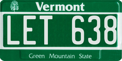 VT license plate LET638