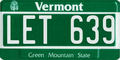 VT license plate LET639