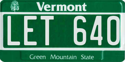 VT license plate LET640