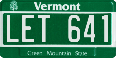 VT license plate LET641