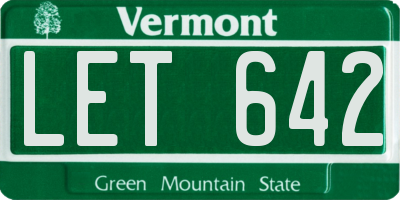 VT license plate LET642