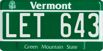 VT license plate LET643