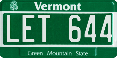 VT license plate LET644