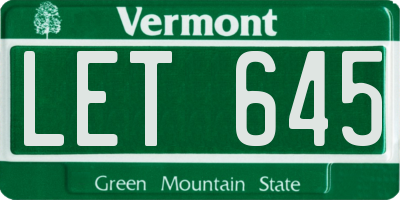 VT license plate LET645
