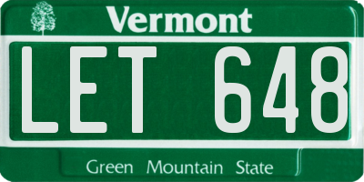 VT license plate LET648