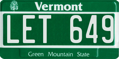 VT license plate LET649