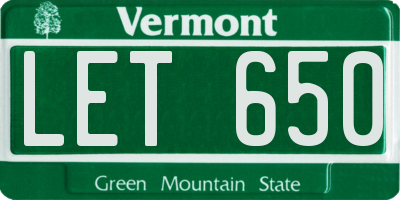 VT license plate LET650