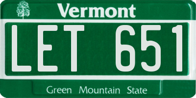 VT license plate LET651