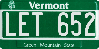 VT license plate LET652