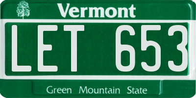 VT license plate LET653