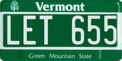 VT license plate LET655