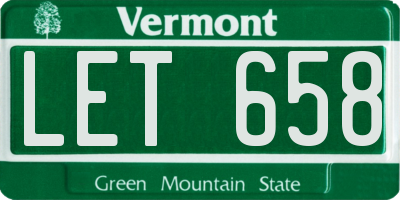 VT license plate LET658