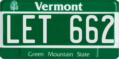 VT license plate LET662